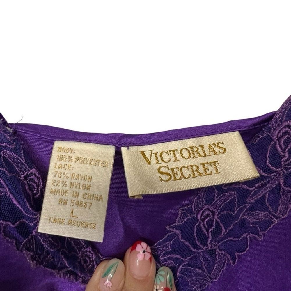 Vintage VS Gold Label Purple Embroidered Floral Lace Chemise Nightgown Slip - Picture 8 of 12